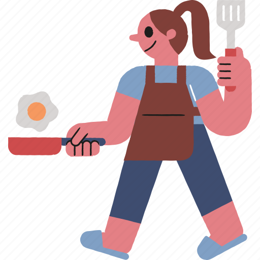 Cooking, woman, fried, egg, cook icon - Download on Iconfinder