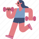 exercise, girl, dumbbell, gym
