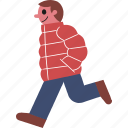walking, man, down, jacket
