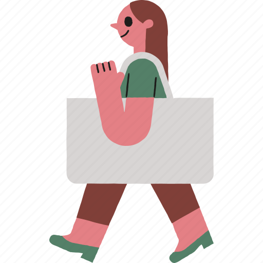 Woman, and, big, tote, bag, girl, walking icon - Download on Iconfinder
