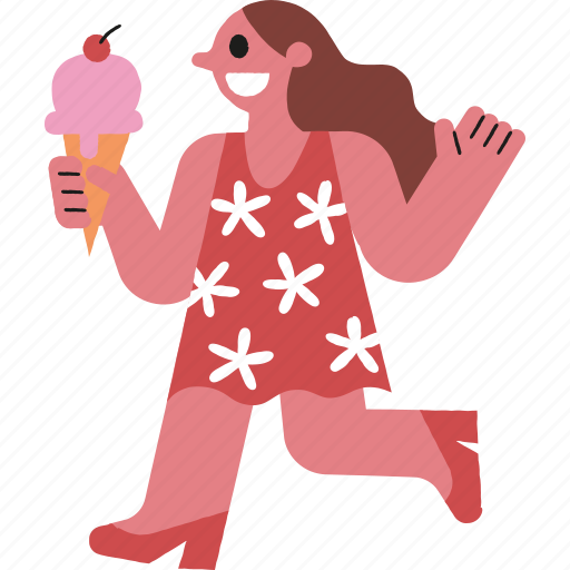 Woman, and, ice, cream, happy, dress icon - Download on Iconfinder