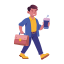 going, office, worker, employee, happy, character 