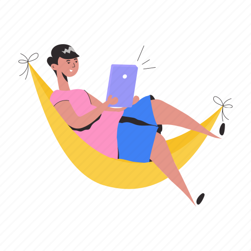 Relaxing hammock, man relaxing, mobile user, phone user, smartphone user illustration - Download on Iconfinder