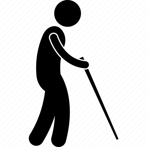 Blind man stick figure walking with a white cane Vector Image