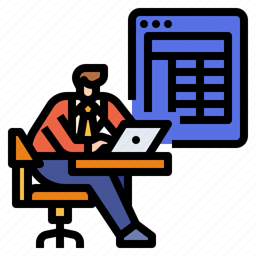 Businessman, management, financial, calculating, planner icon - Download on Iconfinder