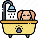 shower, bath, tub, dog, bathroom, clean, pet, care