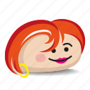 ear-ring, lady, pet-rock, redhead, rock