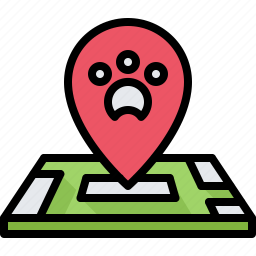 Paw, pin, location, map, pet, shop icon - Download on Iconfinder