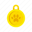 animal, dog, element, gold, golden, medal, pet