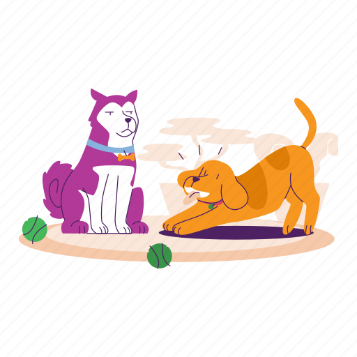 Dogs, animal, dog, pet, domestic, animals, ball illustration - Download on Iconfinder