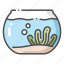 bowl, bubble, fish, glass, seaweed, tank, water 