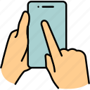 phone, finger, gesture, point