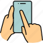 phone, finger, gesture, point 