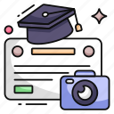 photography course, certificate, deed, credential document, degree, diploma