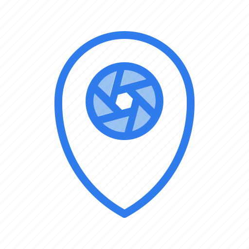 Camera, lens, location, map, photography, pin, shutter icon - Download on Iconfinder
