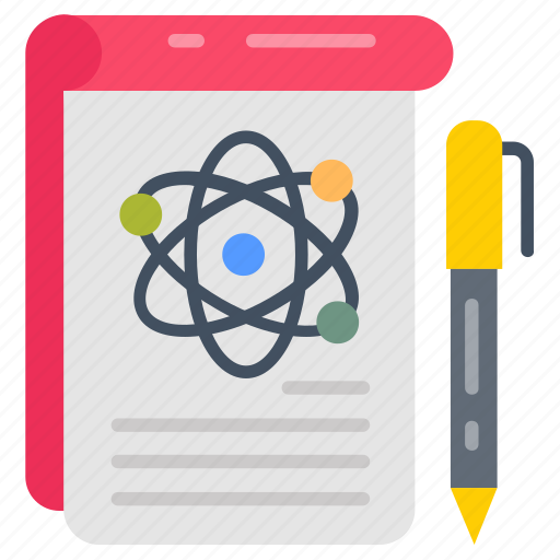 Physics, notes, pen, book, notebook, atom, structure icon - Download on Iconfinder