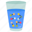 liquid, glass, water, solution, particles, atoms, jar 