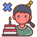 birthday, cancel, cake, no, party, girl, kid