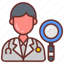 search, doctor, magnifying, glass, stethoscope, specialist, finder, online
