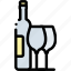 alcohol, beverage, bottle, drink, glass, set, wine 