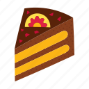 cake, pie, slice, piece, divide, sweet, dessert, isometric, cookies