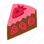 cake, pie, strawberry, slice, piece, divide, sweet, dessert, isometric 