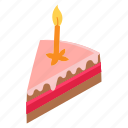 cake, birthday, candle, pie, slice, piece, divide, sweet, dessert