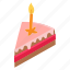 cake, birthday, candle, pie, slice, piece, divide, sweet, dessert 