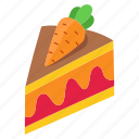cake, pie, slice, piece, divide, sweet, dessert, isometric, with carrots