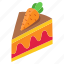 cake, pie, slice, piece, divide, sweet, dessert, isometric, with carrots 