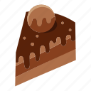 cake, chocolate, pie, slice, piece, divide, sweet, dessert, isometric