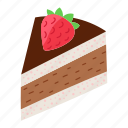 cake, pie, strawberry, slice, piece, divide, sweet, dessert, isometric