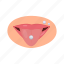 mouth, tongue, piercing, flat, icon, body, accessory, jewel, titanium 