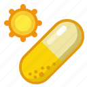 pills, sun, pill, vitamins, pharmacy, drugs, health, cartoon
