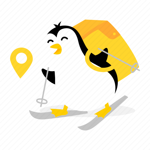 Penguin, courier, delivery, skiing, bird, character, cold icon - Download on Iconfinder