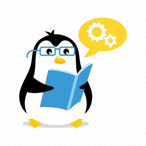 Penguin, reading, guide, book, read instruction, bird, character icon - Download on Iconfinder