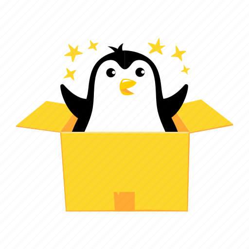 Penguin, unboxing, gift, bird, box, character, winter icon - Download on Iconfinder