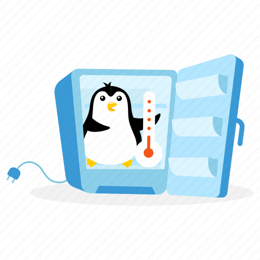 Penguin, freezer, deep freeze, thermometer, cartoon icon - Download on Iconfinder