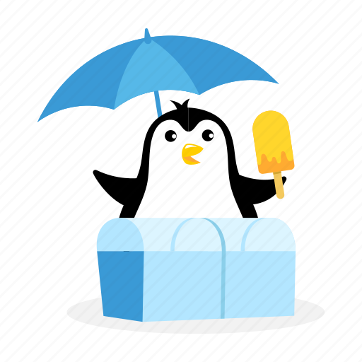 Penguin, ice cream shop, cartoon, sells, bird, fruit icecream icon - Download on Iconfinder