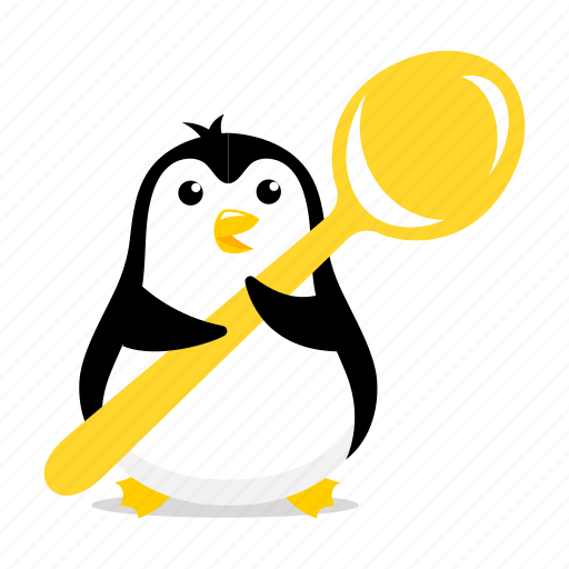 Penguin, spoon, cartoon, ready to eat, bird, character, cold icon - Download on Iconfinder