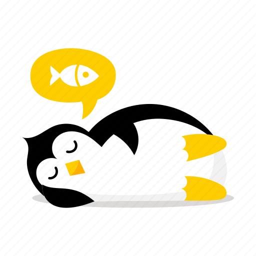 Penguin, sleeps, fish, dream, sitting, bird, character icon - Download on Iconfinder