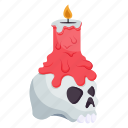 skull, candle, halloween, death, decoration