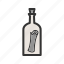bottle, cork, empty, handmade, pirate, scroll, water 