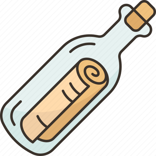 Bottle, message, letter, scroll, communicate icon - Download on Iconfinder