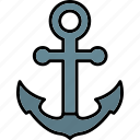 anchor, link, ship, sea, ocean