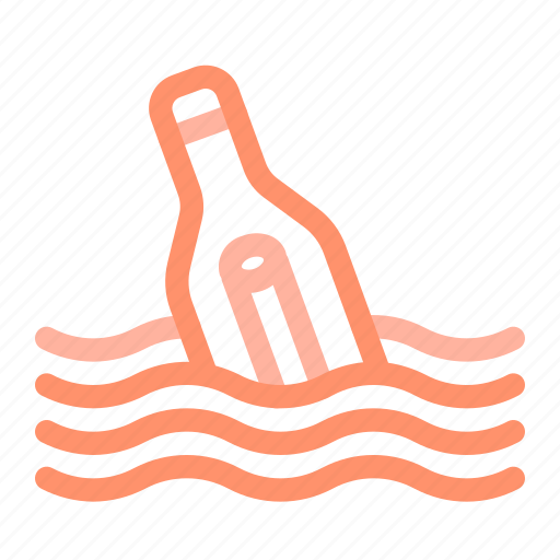 Bottle, floating bottle, letter, marine, message bottle, ocean, sea icon - Download on Iconfinder