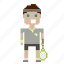 avatar, male, man, person, pixels, sport, tennis, tennis player 