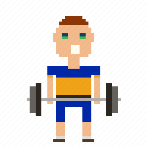 Man, person, pixels, sport, weight, weightlifter, weights icon - Download on Iconfinder