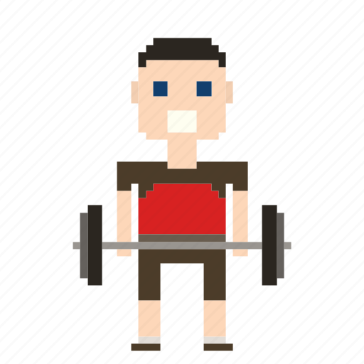 Barbells, male, man, person, pixels, sport, weight icon - Download on Iconfinder