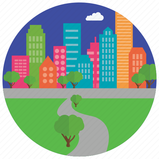 Buildings, city, cloud, locations, park, places, trees icon - Download on Iconfinder